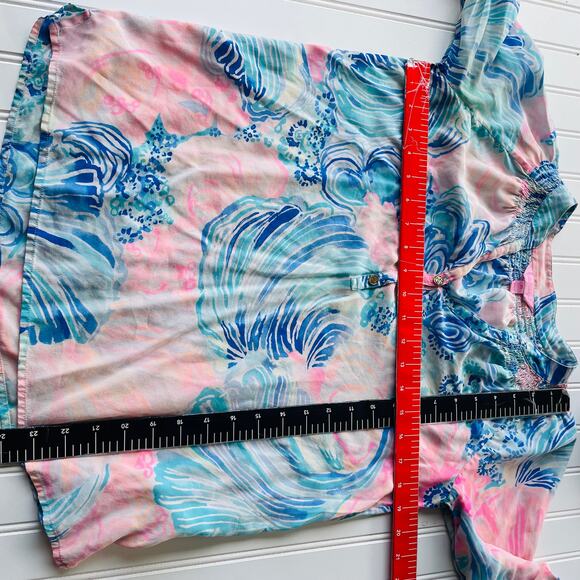 Lilly Pulitzer SILK Size XS Pink Blue blouse - Picture 10 of 11